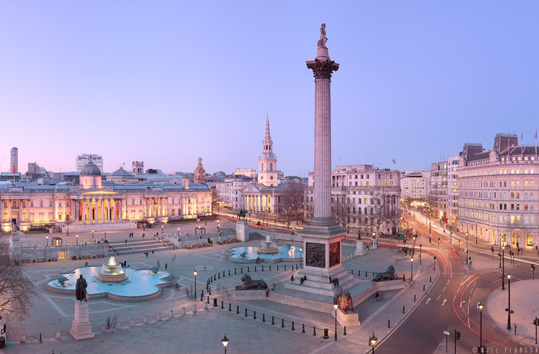 Quảng trường Trafalgar nằm trong khu Westminster, London, Anh. Ảnh: Willpearson. Quảng trường Trafalgar nằm trong khu Westminster, London, Anh. Ảnh: Willpearson.